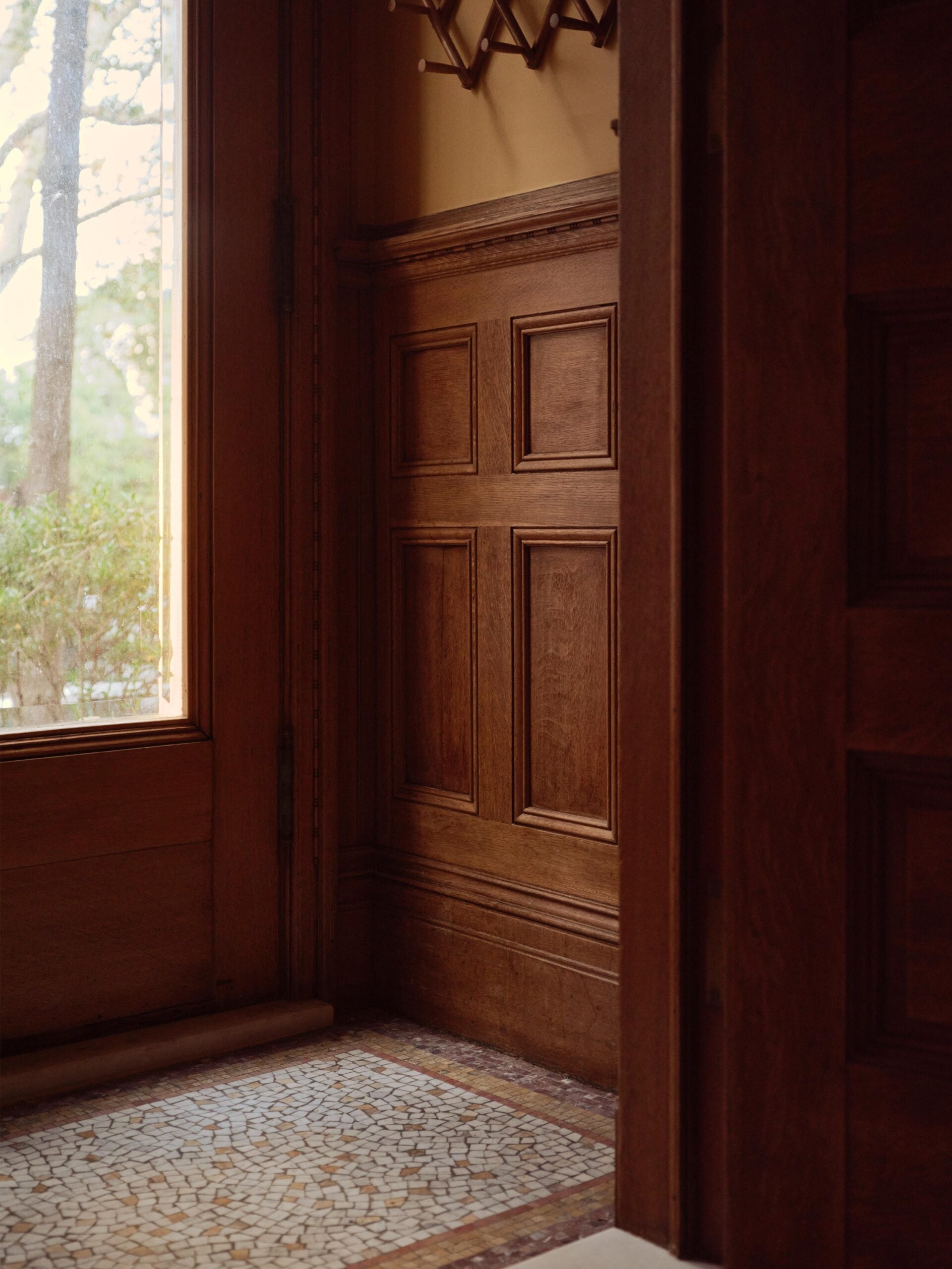 A door with a window.
