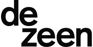 Black lowercase text "dezeen" in bold sans-serif font on a light grey background.