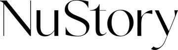 The word "NuStory" is displayed in large, elegant black serif font on a light gray background.